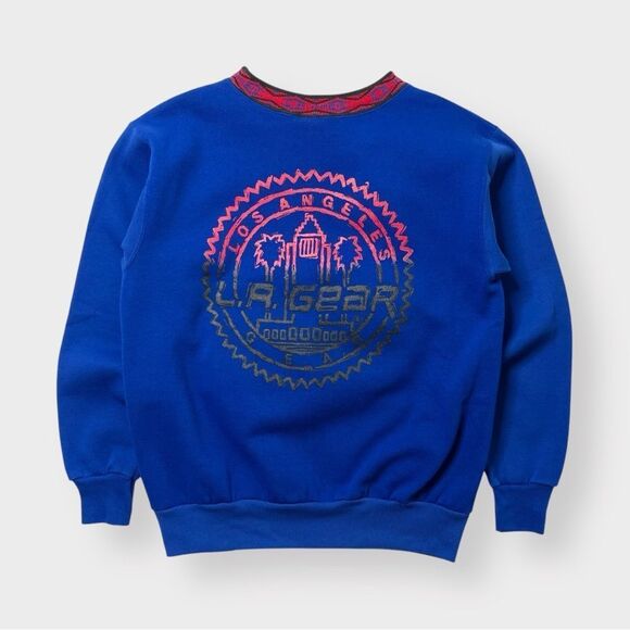 L.A. Gear Other - Vtg 90s LA Gear Big Logo Sweatshirt, Knit Collar, 2-Sided, L.A. 80s, USA M